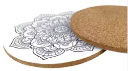 Wholesale Printed Mdf Cork Drink coaster Set Wood Cork Base Beer coaster Pack Cork coaster